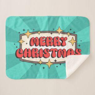 Retro Groovy fröhlicher Weihnachtstext Sherpadecke