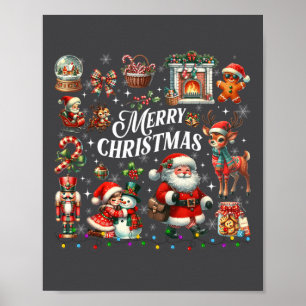 Retro Groovy Frory Christmas Vibes Ugly Poster
