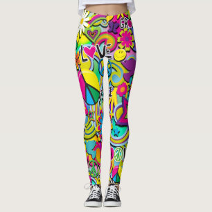 Retro Groovy FUN 60er Jahre Liebe Bunt Funky Leggings
