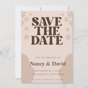 Retro Groovy Gänseblümchen Blumen Hochzeit Save The Date