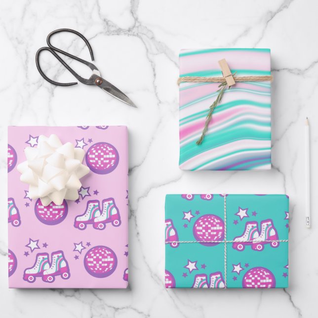 Retro Groovy Geschenkpapier Set (Vorderseite)