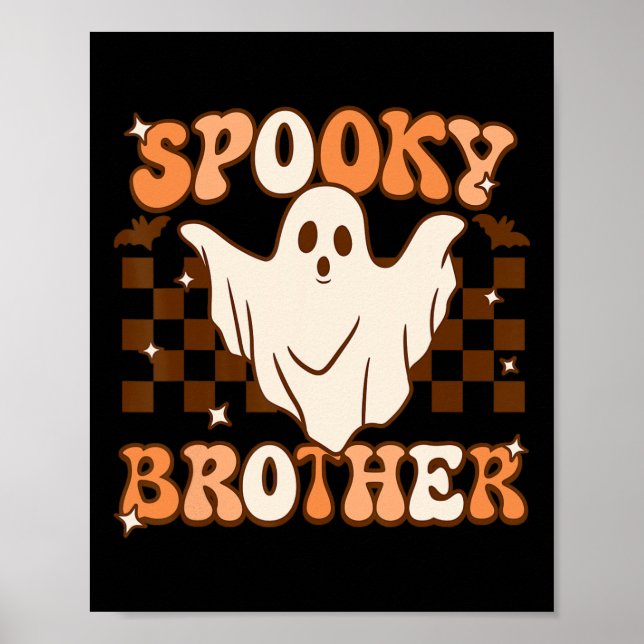 Retro Groovy Ghost Spooky Brother Costume Matching Poster (Vorne)