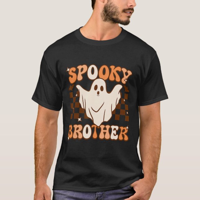 Retro Groovy Ghost Spooky Brother Costume Matching T-Shirt (Vorderseite)