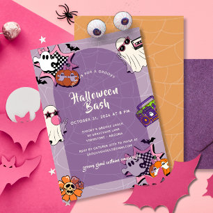 Retro Groovy Ghouls Halloween-Party Einladung