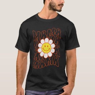 Retro Groovy Glückliches Gesicht Mama Daisy Blumen T-Shirt