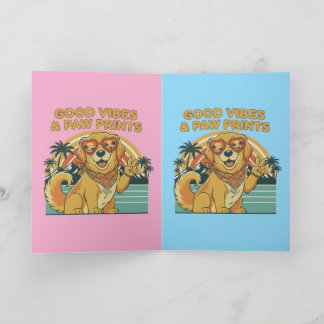 Retro Groovy Golden Retriever Hund Frieden & Liebe Karte