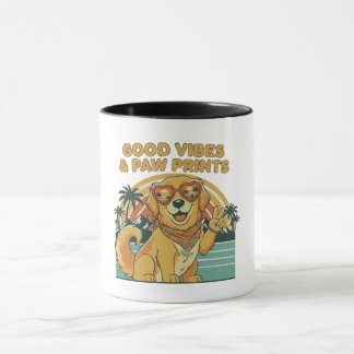 Retro Groovy Golden Retriever Hund Frieden & Liebe Tasse