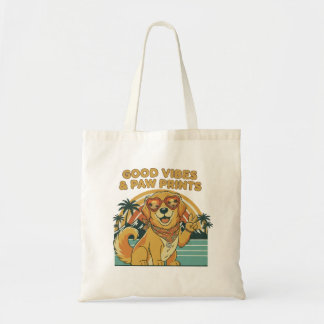 Retro Groovy Golden Retriever Hund Frieden & Liebe Tragetasche