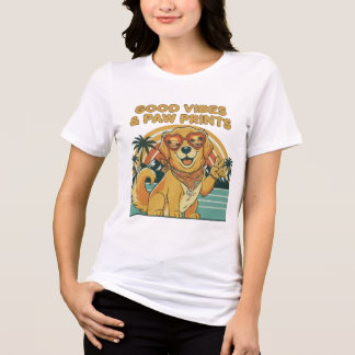 Retro Groovy Golden Retriever Hund Frieden & Liebe Tri-Blend Shirt