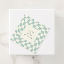 Retro Groovy Green Checkerboard Hochzeit