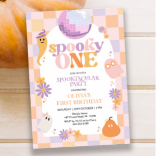 Retro Groovy Halloween Erster Geburtstag Einladung