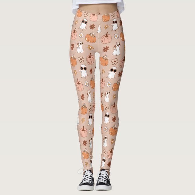 Retro Groovy Halloween Leggings (Vorderseite)