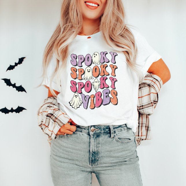 Retro Groovy Halloween Spooky Vibes T - Shirt (Von Creator hochgeladen)