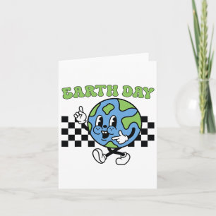 Retro Groovy Happy Earth Day Niedlich Earth with E Karte
