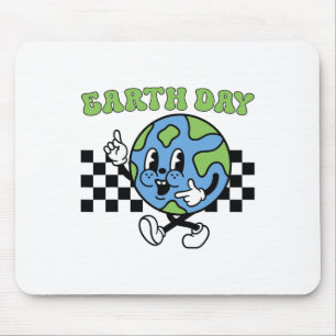 Retro Groovy Happy Earth Day Niedlich Earth with E Mousepad