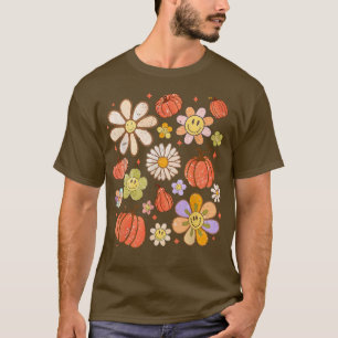 Retro Groovy Happy Fall Pumpkins Blume Gemütliche  T-Shirt