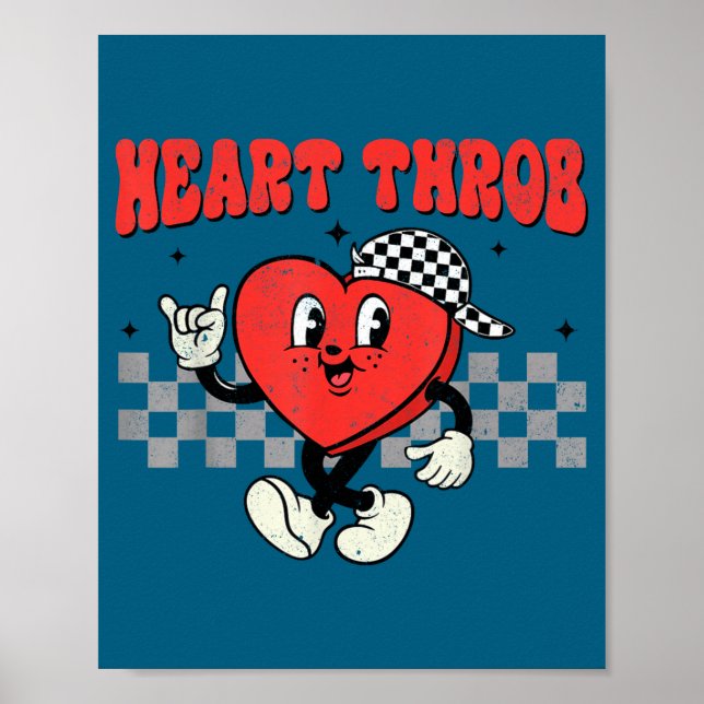 Retro Groovy Heart Throb Valentines Day Toddlers B Poster (Vorne)