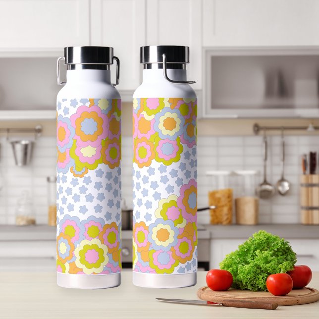 Retro Groovy Hippie Blume und Sterne Trinkflasche (Von Creator hochgeladen)