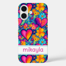 Retro Groovy Hippie Blumen Herzen Personalisiert