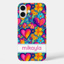 Retro Groovy Hippie Blumen Herzen Personalisiert