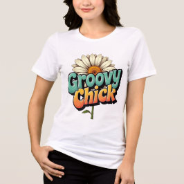 Retro Groovy Huhn Ostern Gänseblümchen Flower Powe Tri-Blend Shirt