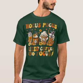 Retro Groovy I Need Coffee Horror Hippie Hallowee T-Shirt