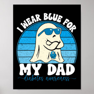 Retro Groovy Ich trage Blau für meinen Vater Diabe Poster
