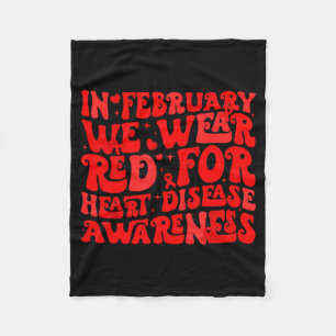 Retro Groovy Im Februar tragen wir Rot Herzkrankhe Fleecedecke