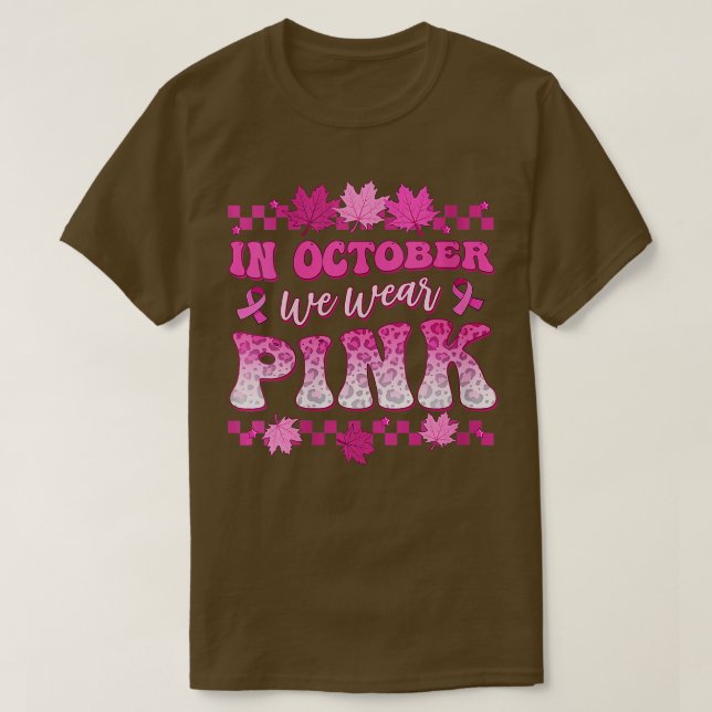 Retro Groovy im Oktober tragen wir rosa Brustkrebs T-Shirt (Design vorne)