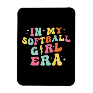 Retro Groovy in meiner Softball Girl Ära Magnet