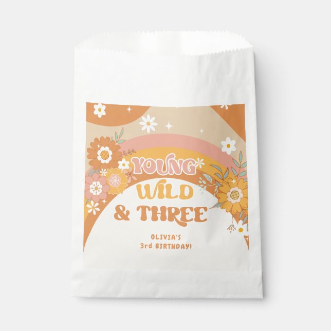 Retro Groovy jung wild und drei nehmen eine Lecker Geschenktütchen (Vorderseite)