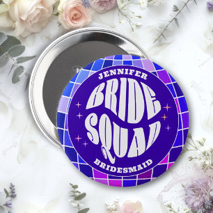 Retro Groovy Junggesellinnen-Abschied Braut Squad Button