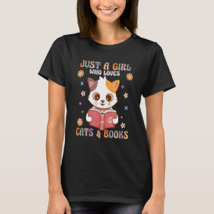 Retro Groovy Just a Girl, die Lieben Bücher und Ka T-Shirt