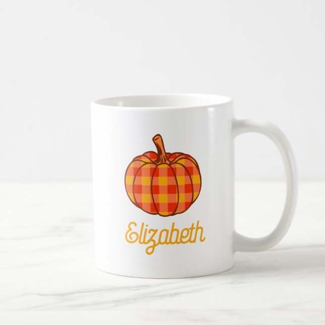 Retro Groovy Kariert Pumpkin Checkered Erntedank Kaffeetasse (Rechts)