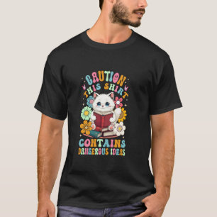 Retro Groovy Katze liest Buchclub Bibliothekar Lie T-Shirt