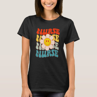 Retro Groovy Krankenschwester Glückliches Gesicht T-Shirt