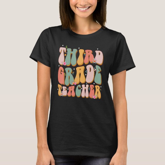 Retro Groovy Lehrer der dritten Klasse zurück zur  T-Shirt (Vorderseite)