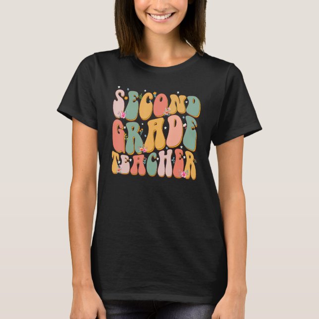 Retro Groovy Lehrer der zweiten Klasse zurück zur  T-Shirt (Vorderseite)