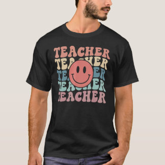 Retro Groovy Lehrer Inspiration farbenfroh zurück T-Shirt