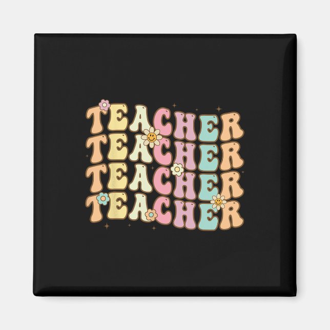 Retro Groovy Lehrer inspirierende farbige Ck to Magnet (Vorne)