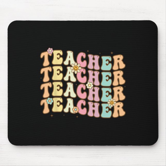 Retro Groovy Lehrer inspirierende farbige Ck to Mousepad (Vorne)
