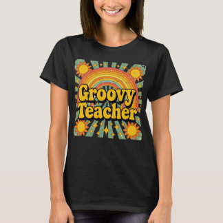 Retro Groovy Lehrer T-Shirt Spaß Zurück zur Schule