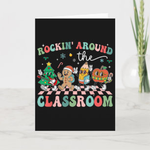 Retro Groovy Lehrer Weihnachten Rockin' Around The Karte