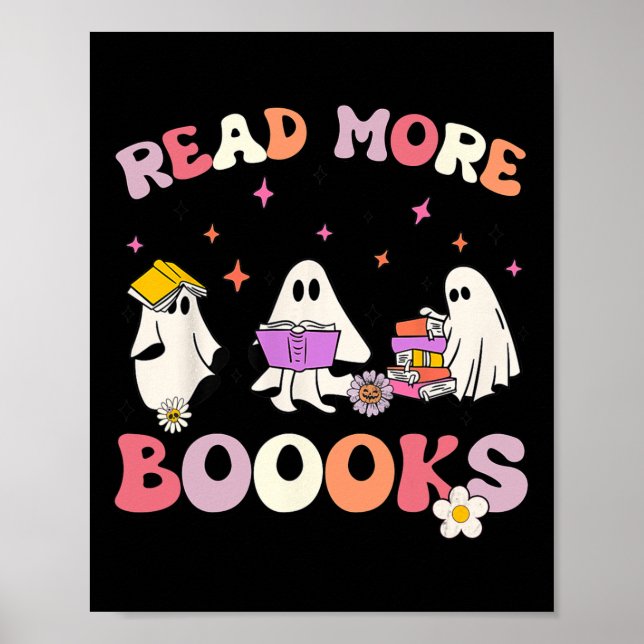 Retro Groovy Lesen Sie mehr Bücher Ghost Boghoul F Poster (Vorne)
