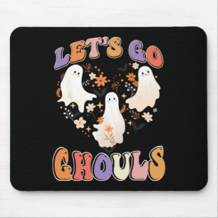 Retro Groovy Let's Go Ghouls Funny Halloween Coupl Mousepad