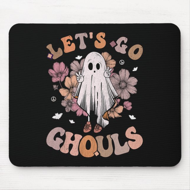 Retro Groovy Let's Go Ghouls Ghost 70er Hippie Hal Mousepad (Vorne)