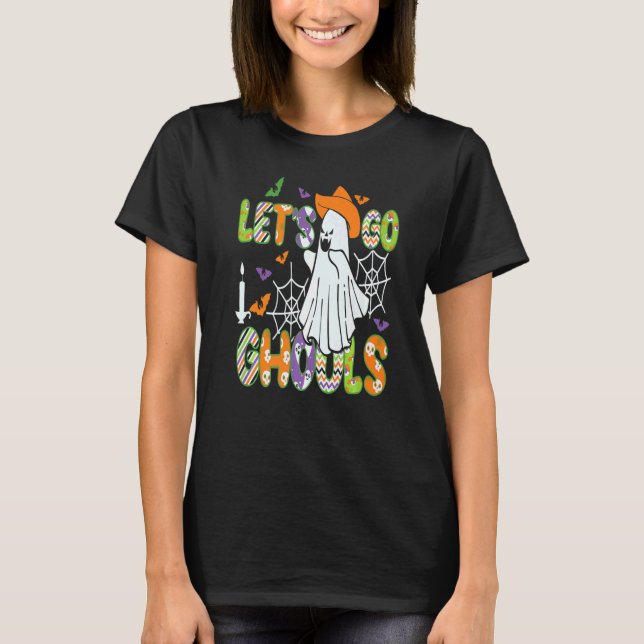 Retro Groovy Let's Go Ghouls Ghost 70s Spooky Hall T-Shirt (Vorderseite)