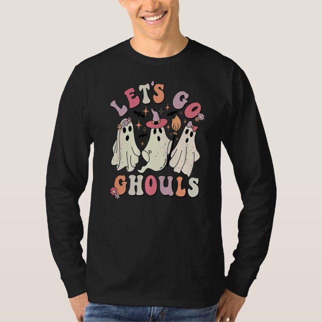 Retro Groovy Let's Go Ghouls Halloween Ghost Outfi T-Shirt (Vorderseite)
