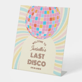 Retro Groovy Letzte Disco Junggeselinnen-Abschied Sockelschild