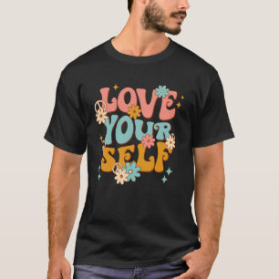 Retro Groovy Liebe Sie selbst Daisy Hippie Motivat T-Shirt